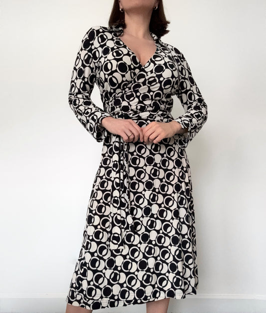 Geometric Wrap Midi Dress
